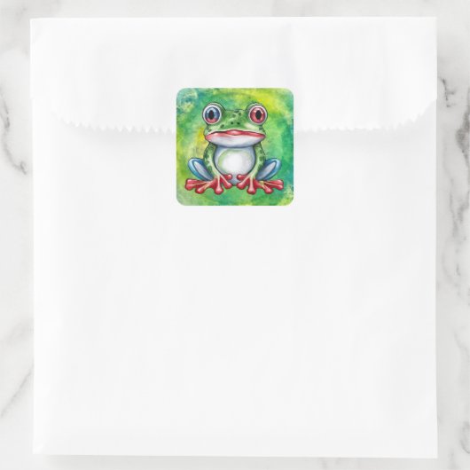 Cute Frog Quadratischer Aufkleber (Tasche)