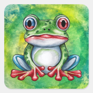 Cute Frog Quadratischer Aufkleber
