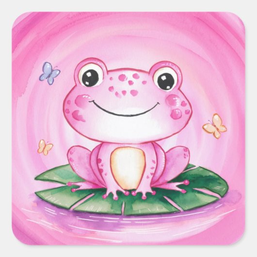 Cute Frog Quadratischer Aufkleber (Vorderseite)