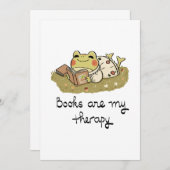Cute Frog Reading - Books Are My Therapy Einladung (Vorne/Hinten)