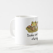 Cute Frog Reading - Books Are My Therapy Kaffeetasse (Vorderseite Links)