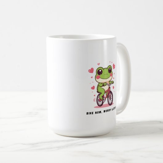 Cute Frog Riding Bicycle | Funny Frog Lover Gift Kaffeetasse (VorderseiteRechts)