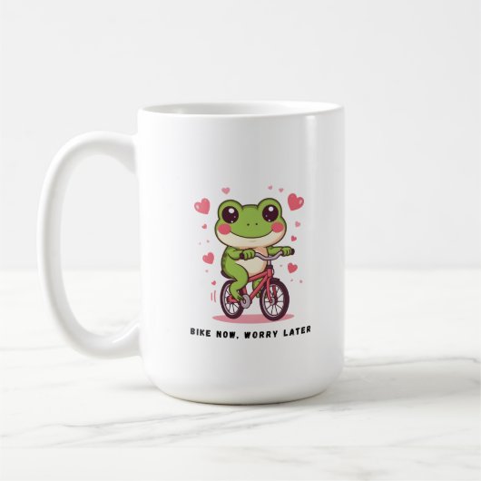 Cute Frog Riding Bicycle | Funny Frog Lover Gift Kaffeetasse (Links)