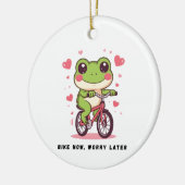 Cute Frog Riding Bicycle | Funny Frog Lover Gift Keramik Ornament (Links)