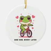 Cute Frog Riding Bicycle | Funny Frog Lover Gift Keramik Ornament (Vorne)