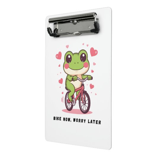 Cute Frog Riding Bicycle | Funny Frog Lover Gift Mini Klemmbrett (Gewinkelt2)