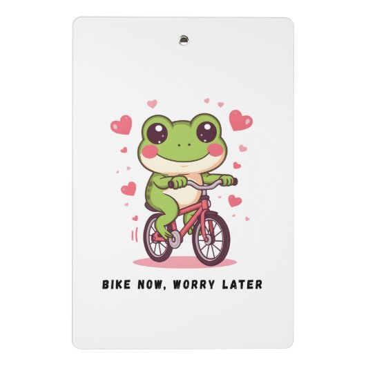 Cute Frog Riding Bicycle | Funny Frog Lover Gift Mini Klemmbrett (Rückseite)