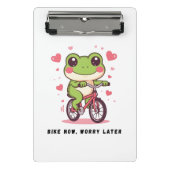 Cute Frog Riding Bicycle | Funny Frog Lover Gift Mini Klemmbrett (Vorderseite)