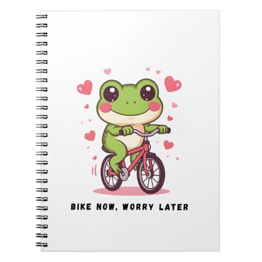 Cute Frog Riding Bicycle | Funny Frog Lover Gift Notizblock (Vorderseite)