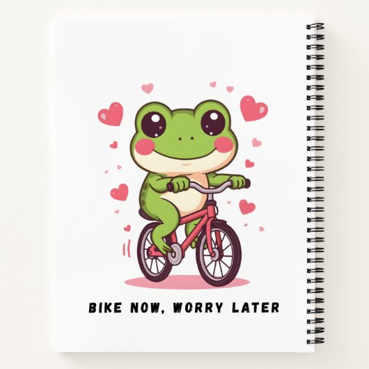 Cute Frog Riding Bicycle | Funny Frog Lover Gift Notizblock (Rückseite)