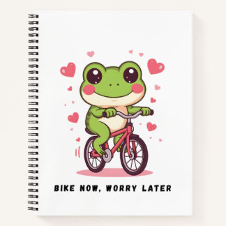 Cute Frog Riding Bicycle | Funny Frog Lover Gift Notizblock