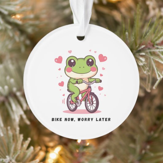 Cute Frog Riding Bicycle | Funny Frog Lover Gift Ornament (Baum)