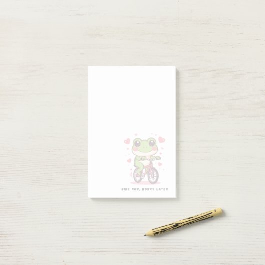 Cute Frog Riding Bicycle | Funny Frog Lover Gift Post-it Klebezettel (Auf Schreibtisch)