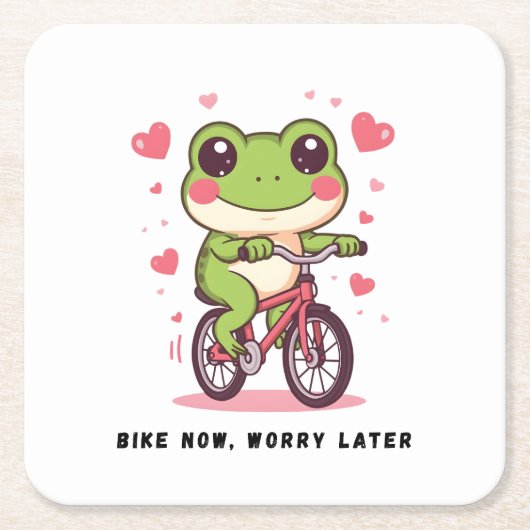 Cute Frog Riding Bicycle | Funny Frog Lover Gift Rechteckiger Pappuntersetzer (Vorderseite)