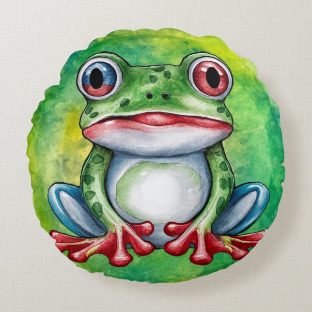 Cute Frog Rundes Kissen (Vorderseite)