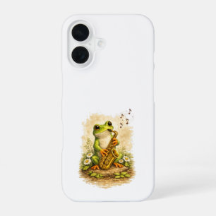 Cute Frog Saxophone iPhone 16 Case Hülle