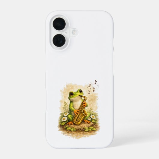 Cute Frog Saxophone iPhone 16 Case Hülle (Rückseite)