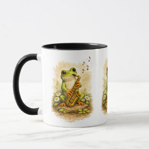 Cute Frog Saxophone Mug – Adorable Music Frog Tasse