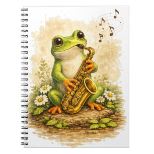 Cute Frog Saxophone Spiral Notebook Notizblock