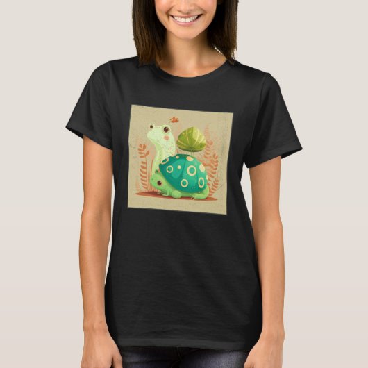 Cute Frog Snail Illustration Shell Friends Women K T-Shirt (Vorderseite)