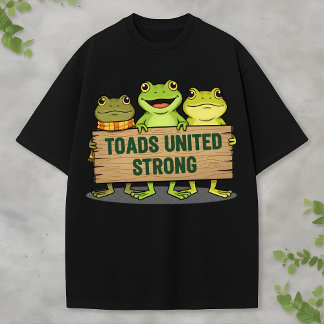 Cute Frog Team Holding Wooden Sign T-Shirt