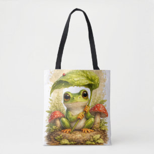 Cute Frog Tote Bag Leaf Umbrella Kawaii Tasche