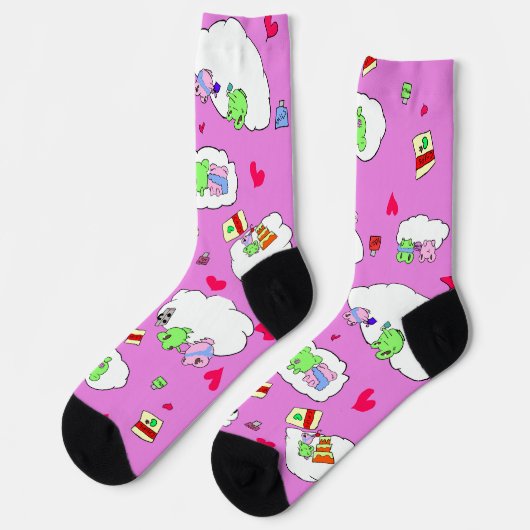 Cute Frog valentine Date Crew Socks Socken (Linkes Detail)