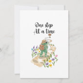 Cute Frog with Backpack One Step at a Time Einladung (Vorderseite)