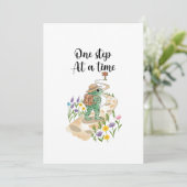 Cute Frog with Backpack One Step at a Time Einladung (Stehend Vorderseite)