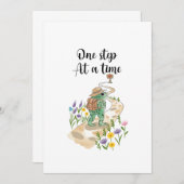 Cute Frog with Backpack One Step at a Time Einladung (Vorne/Hinten)