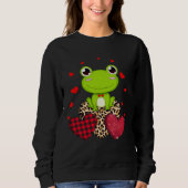 Cute Frog With Leopard Red Plaid Heart Ideas Sweatshirt (Vorderseite)