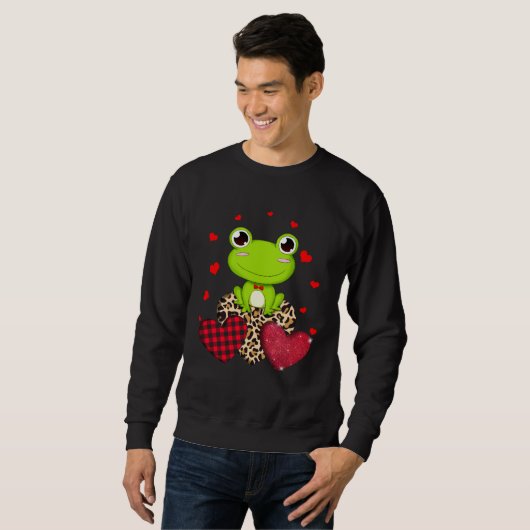 Cute Frog With Leopard Red Plaid Heart Ideas Sweatshirt (Vorne ganz)
