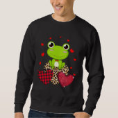 Cute Frog With Leopard Red Plaid Heart Ideas Sweatshirt (Vorderseite)
