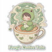 Cute Froggy Coffee Tale Design Aufkleber (Vorderseite)