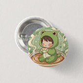 Cute Froggy Coffee Tale Design Button (Vorne & Hinten)