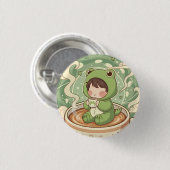 Cute Froggy Coffee Tale Design Button (Vorne & Hinten)