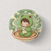Cute Froggy Coffee Tale Design Button (Vorderseite)