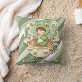 Cute Froggy Coffee Tale Design Kissen