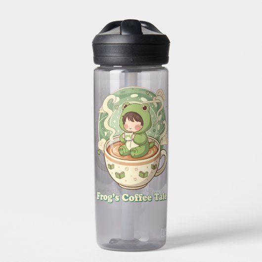 Cute Froggy Coffee Tale Design Trinkflasche (Vorderseite)