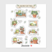 Cute Frogs Balcony Plants Sticker Sheet (Blatt)