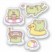 Cute Frogs genießen Sommerkleberset Aufkleber (Vorderseite)
