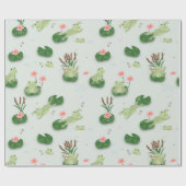 Cute Frogs in Lily Pond Geschenkpapier (Flach)