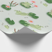 Cute Frogs in Lily Pond Geschenkpapier (Ecke)