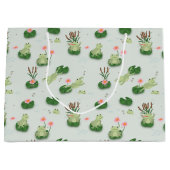 Cute Frogs in Lily Pond Große Geschenktüte (Vorderseite)