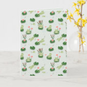 Cute Frogs in Lily Pond Karte (Gelbe Blume)