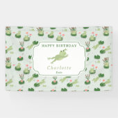 Cute Frogs in Lily Pond Kids Birthday Party Banner (Horizontal)