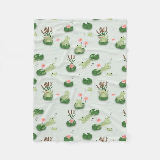 Cute Frogs in Lily Pond Nursery Gender Neutral Fleecedecke (Vorderseite)