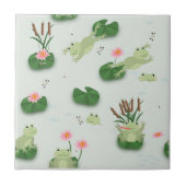 Cute Frogs in Lily Pond Nursery Gender Neutral Fliese (Vorderseite)