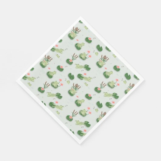 Cute Frogs in Lily Pond Serviette (Ecke)