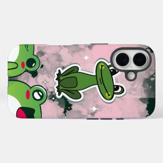 Cute Frogs – Kawaii Green Frog Phone Case (Rückseite (Horizontal))